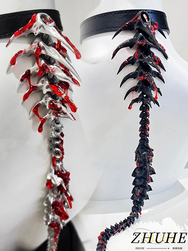 

ZHUHE A Silver Blood Drop Necklace With A Spine On The Back, A Subculture Choker, Dark And Niche Gothic Cosplay