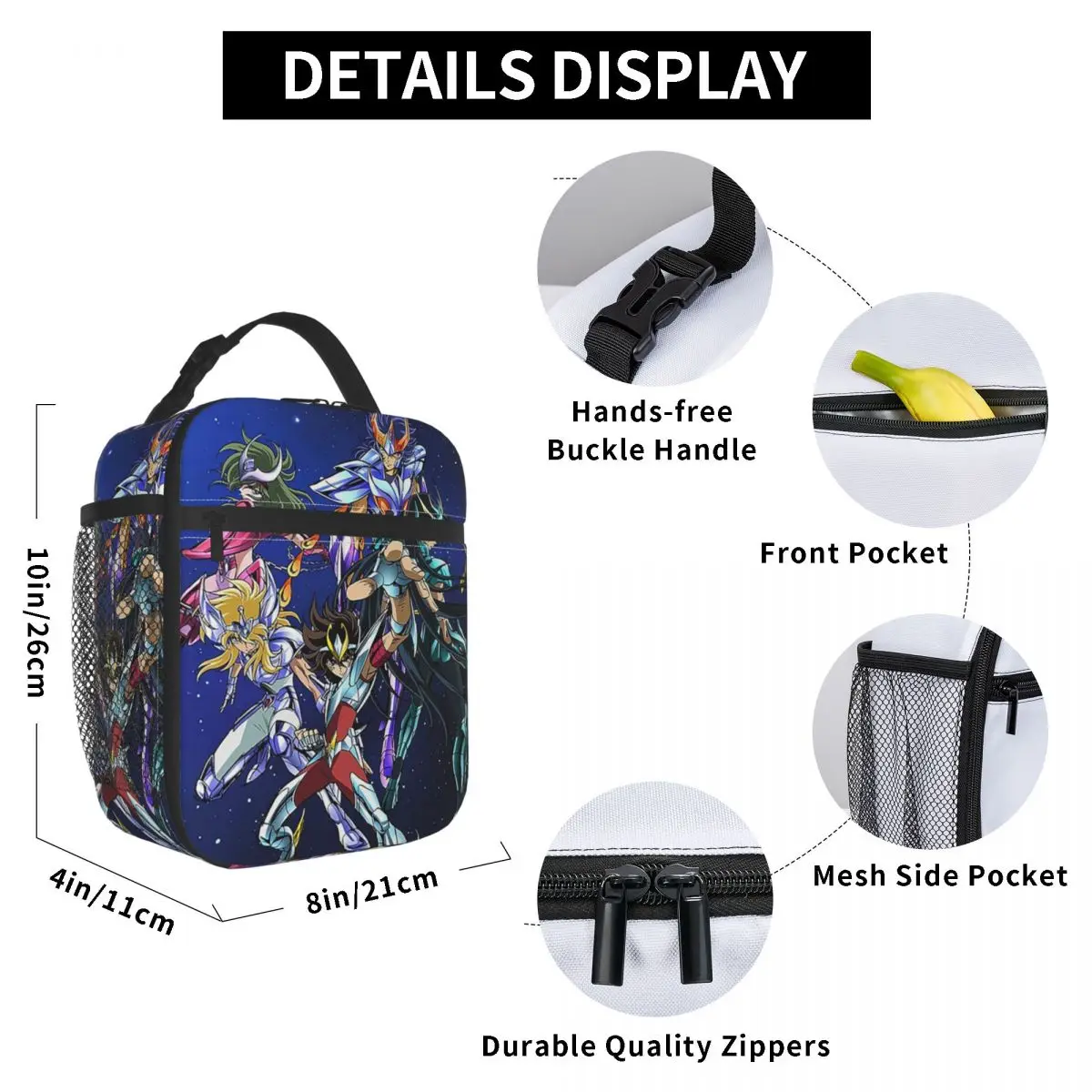 Anime Knights Of The Zodiac Saint Seiya Insulated Lunch Bag for Women Office Cooler Thermal Food Box Tote Portable Lunch