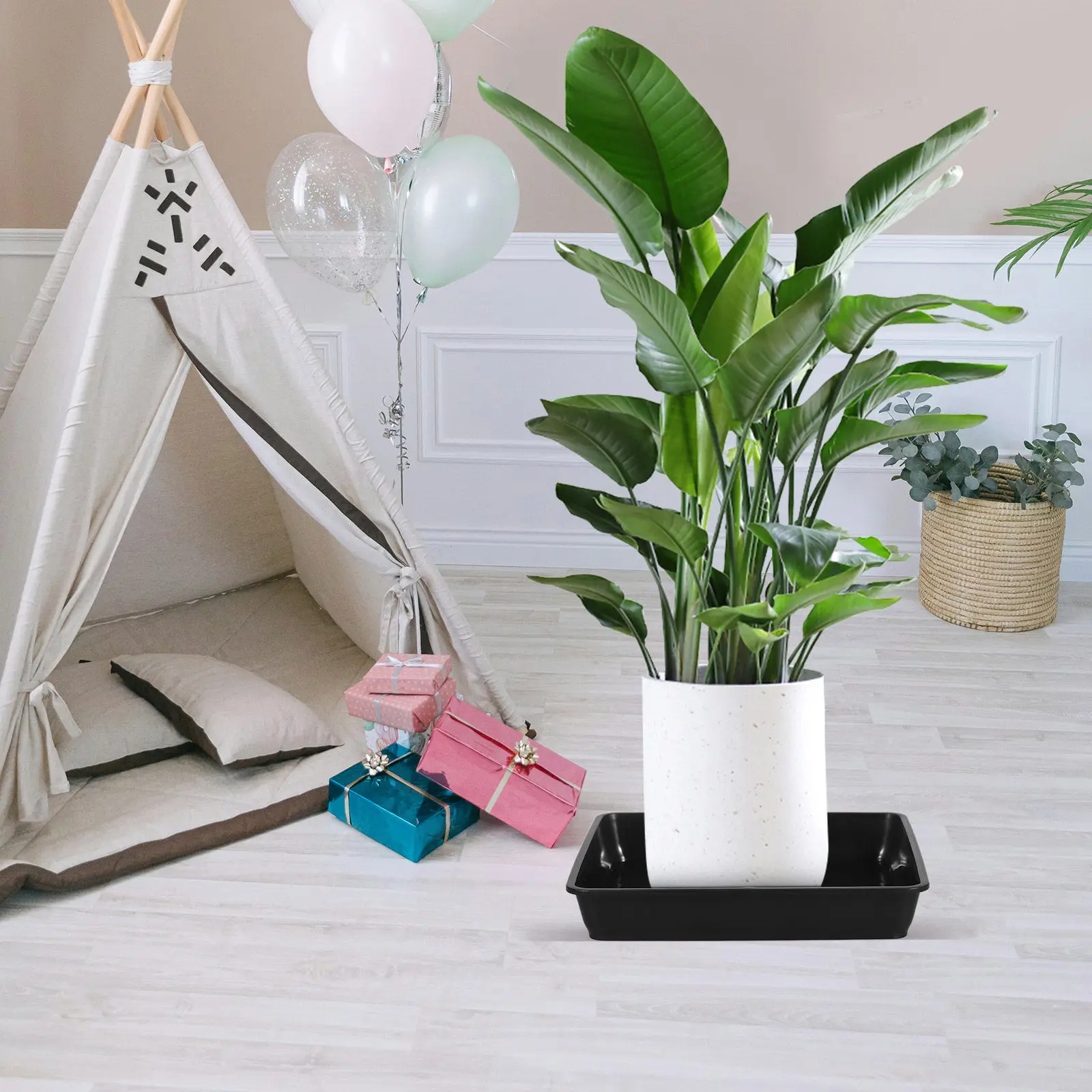 

12Pcs Flower Basin Trays Square Plastic Flowerpot Holders Plant Pot Plates Soil Water Collector Flower Basin Tray