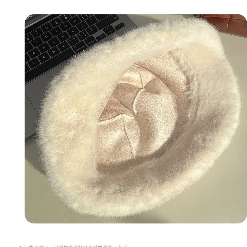 قبعة صياد قطيفة لخريف وشتاء دافئة مع سماكة صوف إضافية لتنحيف الوجه قبعة فروي عصرية متعددة الاستخدامات للنساء #5
