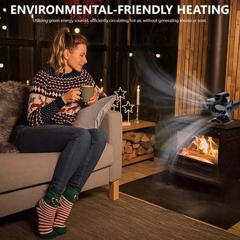 Heat Powered Stove Fan No Battery Required Double Head Fireplaces Fan Quiet Burning Stove Fan For Faster Warming