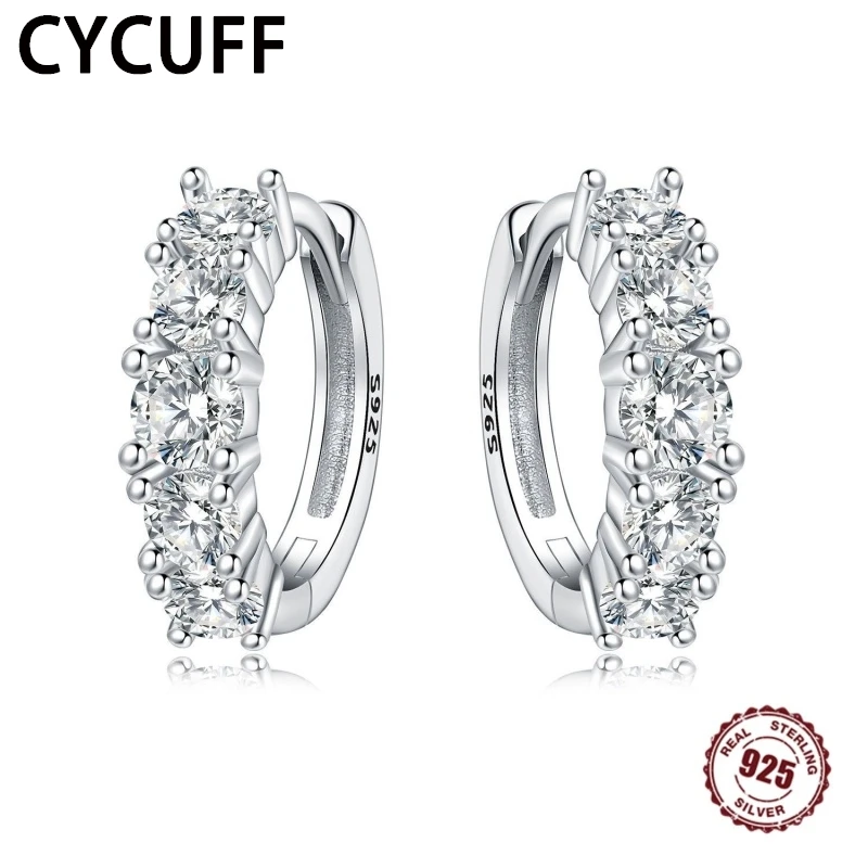 CYCUFF 925 Sterling Silver Hoop Earrings Original Large Double Circle Zircon Earrings For Women Wedding Party Fine Jewelry Gifts