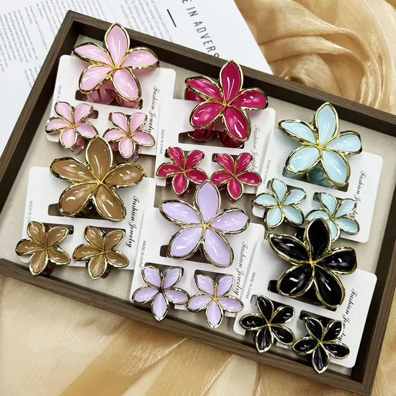 3 Stück Vintage Emaille-Blumen-Haarspangen im Retro-Design aus Legierung, Strand-Pferdeschwanzklammer, Haarspangen, Haar-Accessoires für Frauen und Mädchen, Geschenk