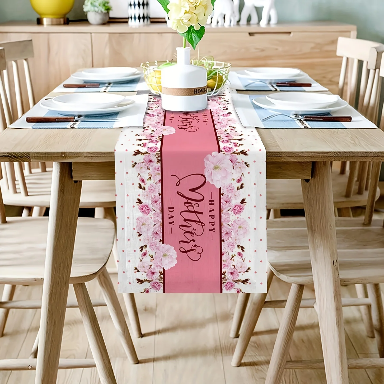 1 Mother's Day flower letter design table cloth, suitable for catering party decoration holiday gift decoration