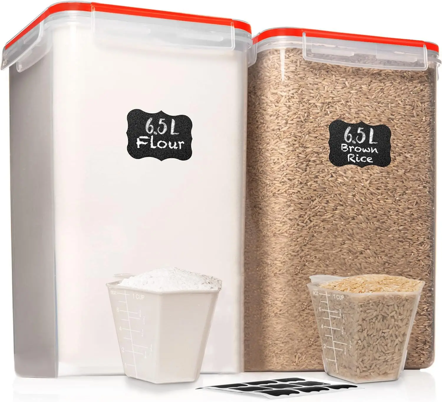 

6.5L Large Clear Plastic Food Storage Containers with Lids, Leak Proof, BPA Free for Kitchen Pantry