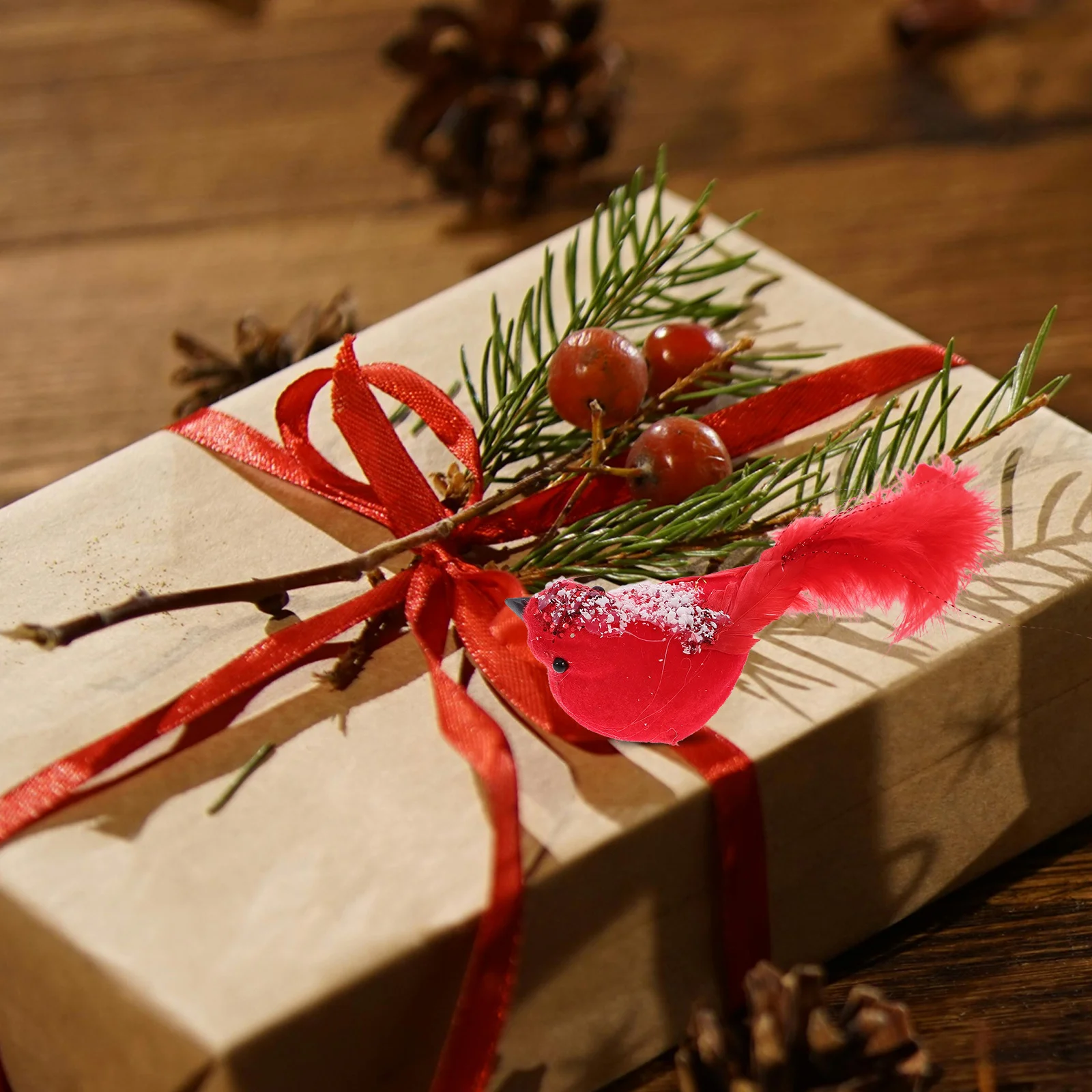 

12Pcs Clip Artificial Red Birds Realistic Plume Ornaments for Christmas Tree Wreath Home Decoration Simulation Birds