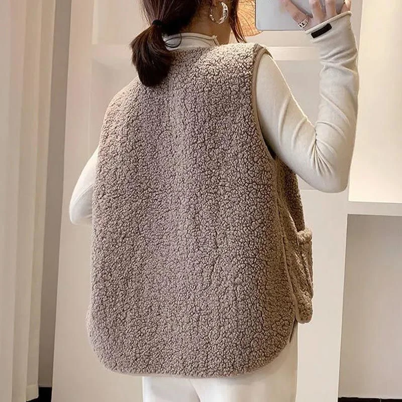 6XL New Lambhair gilet da donna coreano 2023 autunno/inverno Casual gilet allentato canotta donna gilet senza maniche di grandi dimensioni