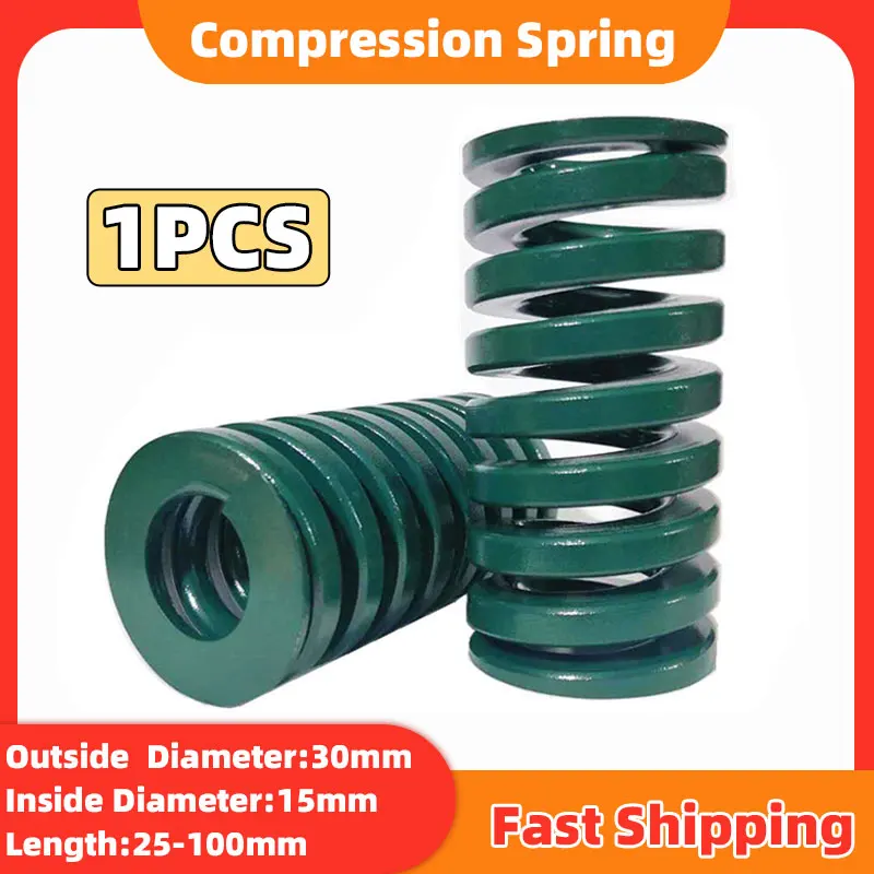 Green Die Mould Springs Spiral Stamping Compression Spring Heavy Load Spring Outer Dia 30mm Internal Dia 15mm Length 20-100mm