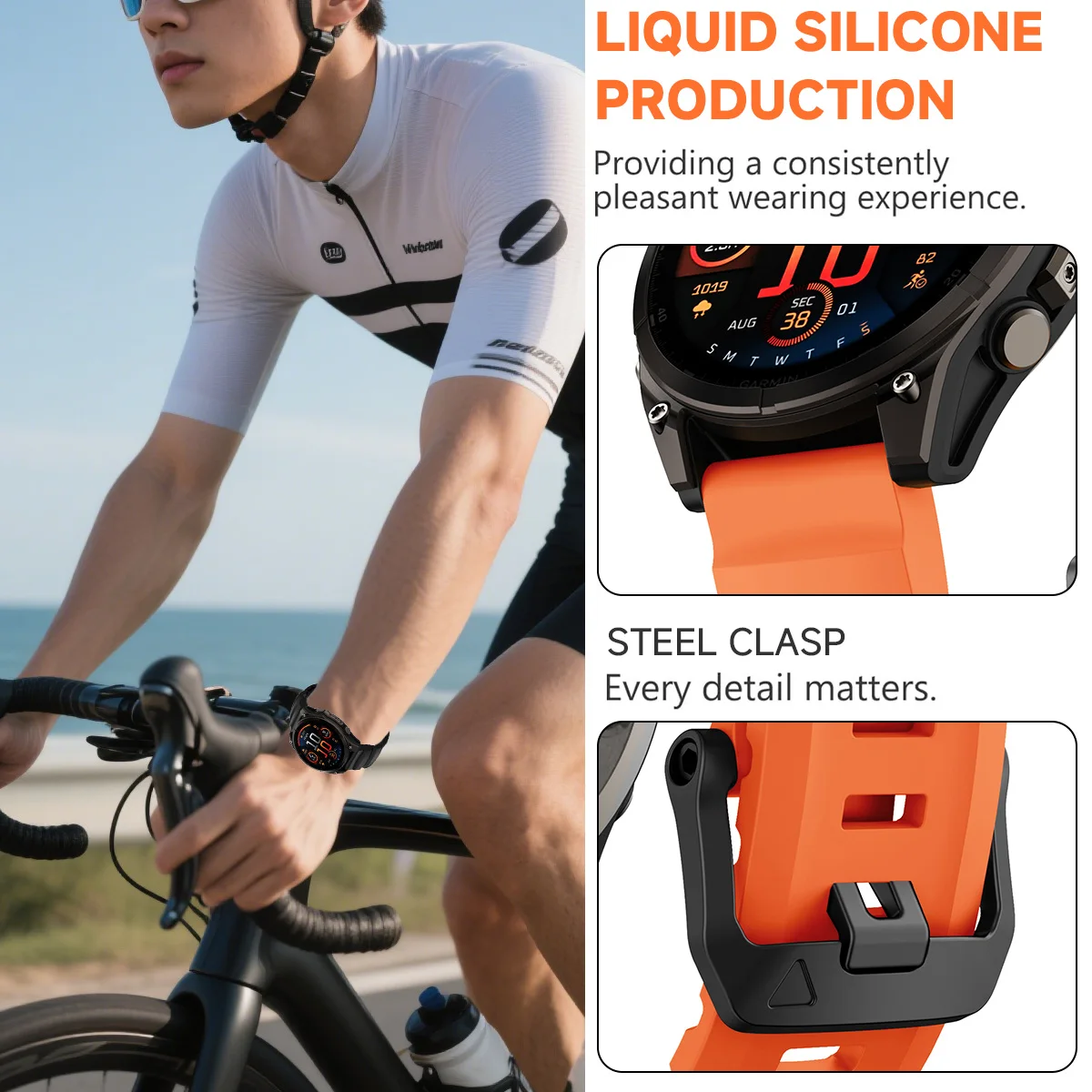 ل Garmin Fenix 8 43 مللي متر 47 مللي متر 51 مللي متر الرياضة الأصلي سوار معصم من السيليكون ل Garmin Epix/Quatix7/Fenix 7X 6X 7S Pro/Descent Mk3 الفرقة