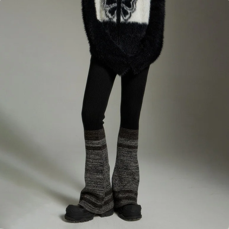 Frauen Lose Gerade Bein Gestrickte Hosen Hohe Taille Ausgestellte Beine Farbe Blo Abnehmen Wirkung Lange Casual Hosen