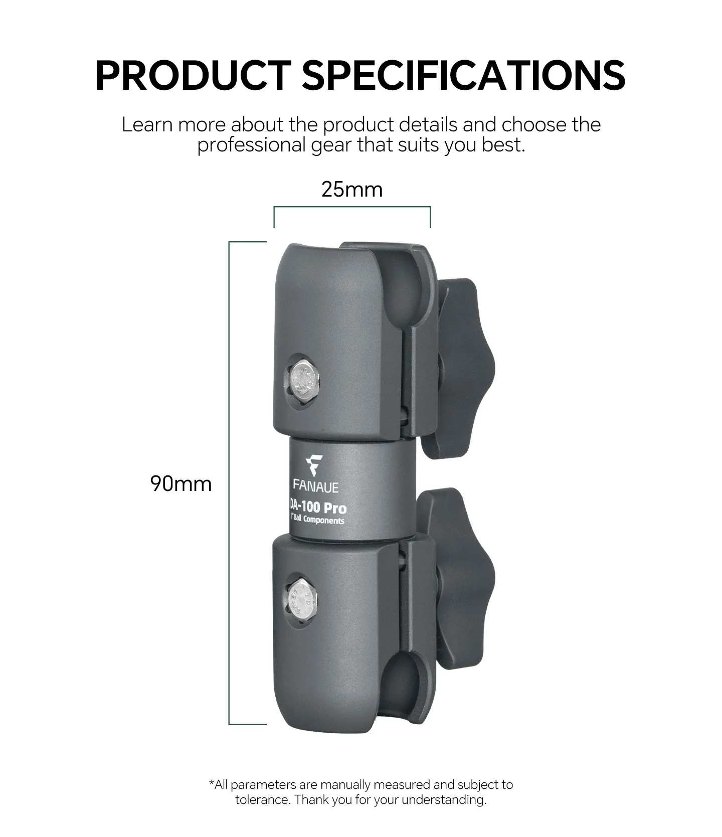 FANAUE 15cm Komposit-Doppelgelenkarm mit 1-Zoll-Kugelbasis, Aluminiumkonstruktion, kompatibel mit RAM-Halterungen Größe B 1' B – Detail 8