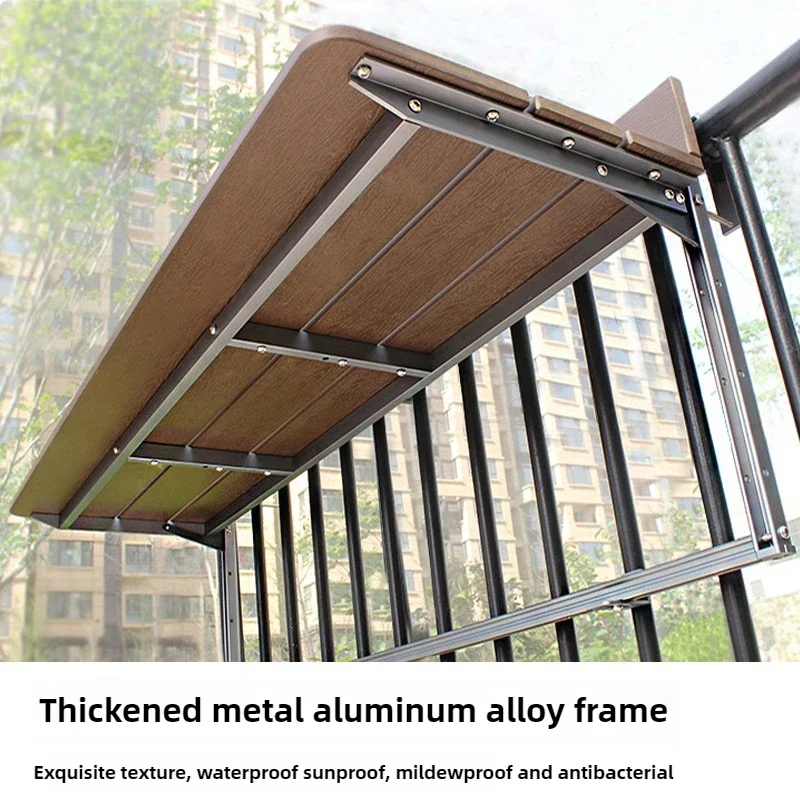 Space Saving Adjustable Height Folding Table, Hanging Balcony Railing Desk for Laptop, Patio Garden Apartment Small Spaces JJ177