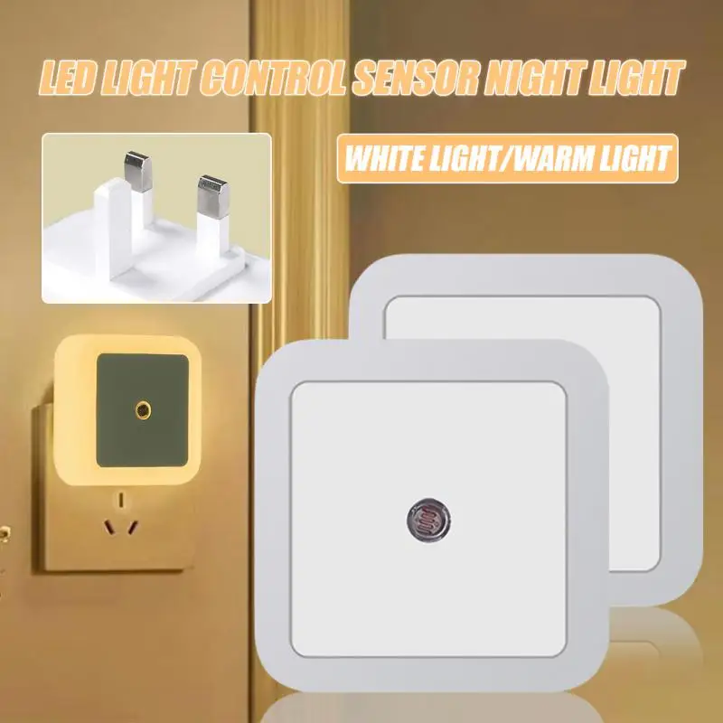 1/2PCS Light Sensor Control Stairway Porch Light For Children Kids Night Lamp Led Closet Cabinet Wall Lights Eu Us Uk Plug