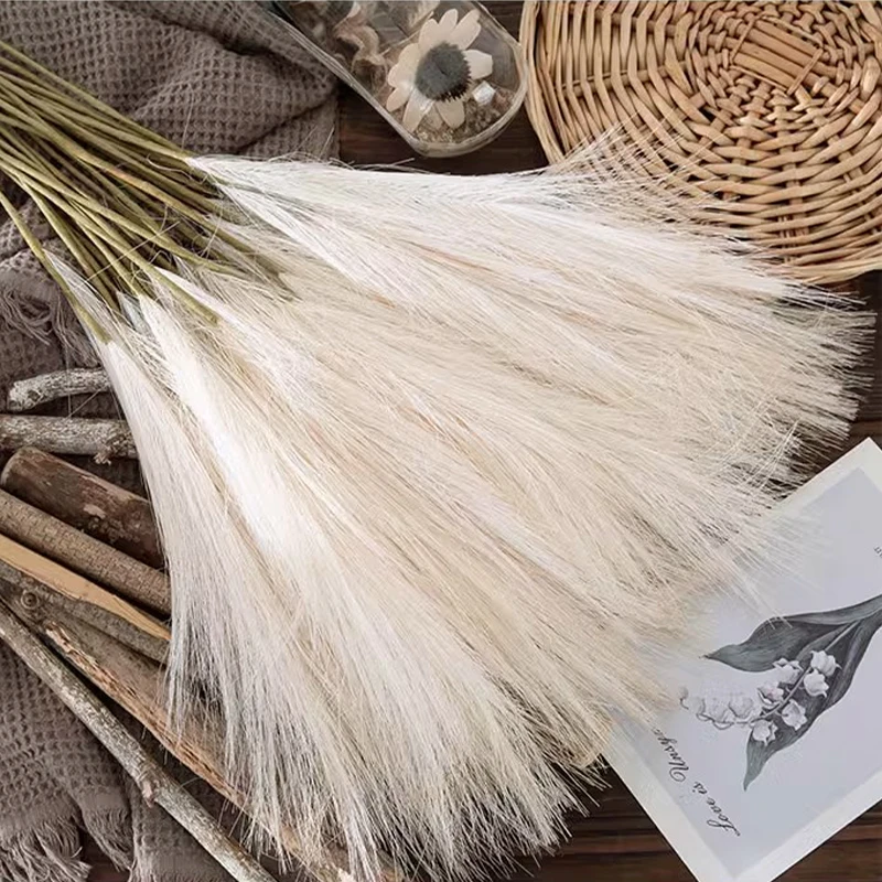 10 Stück Flauschiges Pampasgras Künstliche Simulationspflanzenblumen für Hochzeit Boho-Bouquet Heim-Party-Dekoration Schilfrohr-Blumendekor – Detail 11