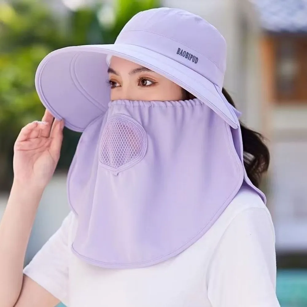 Simple Wide Brim Sunscreen Sun Hat Lightweight Face Cover Picking Tea Hat Sun Protection Scarf Neck Flap Hat Camping
