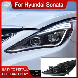 For Hyundai Sonata 8 2011-2016 Headlight DRL Day Running Light LED Laser Bi Xenon Bulb Fog Lights Car Accessory Sonata Head Lamp