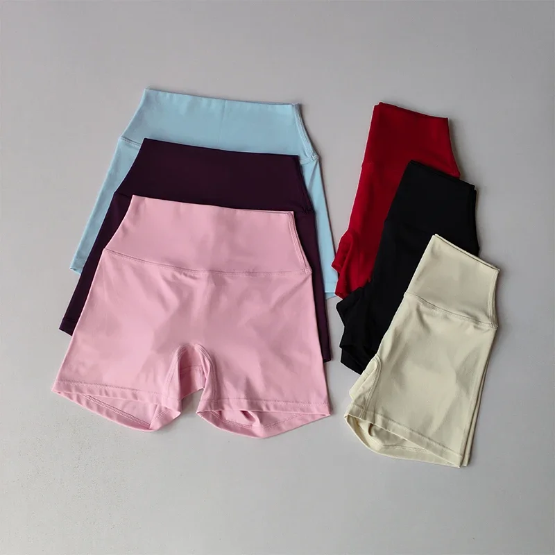 Damen High-Waist Yoga-Shorts in Nude, schnelltrocknend, für Fitness, Sport und Laufen, für den Sommer, Outdoor-Bekleidung, angenehmes Tragegefühl – Detail 2