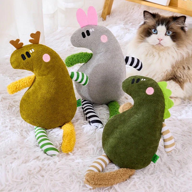 

Soft Waterproof Sound Cat Toy Adorably Monstrous Design Calming Sleeping Indoor Interactive Pet Pillow Toys Gatos Acessórios