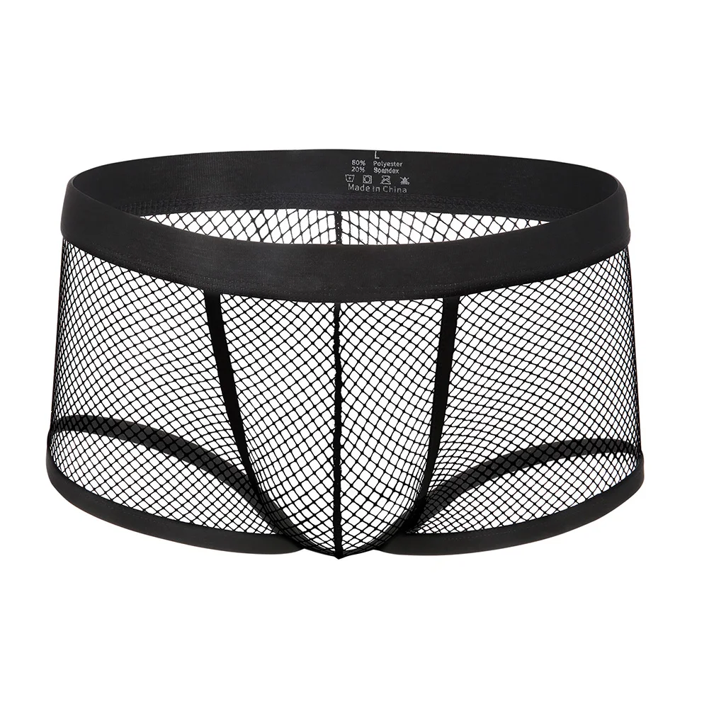 Hollow Out Panties Fishnet Underpants Casual Outfits Soft Fabric U Convex Codpiece Anti-Hemming Pants Classic Style