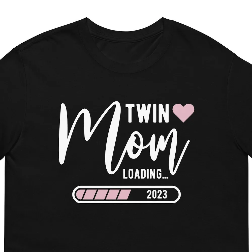 Twim Mom 2023 Loading Mother To Be T Shirt For Women Expectant Mommy Partner Look