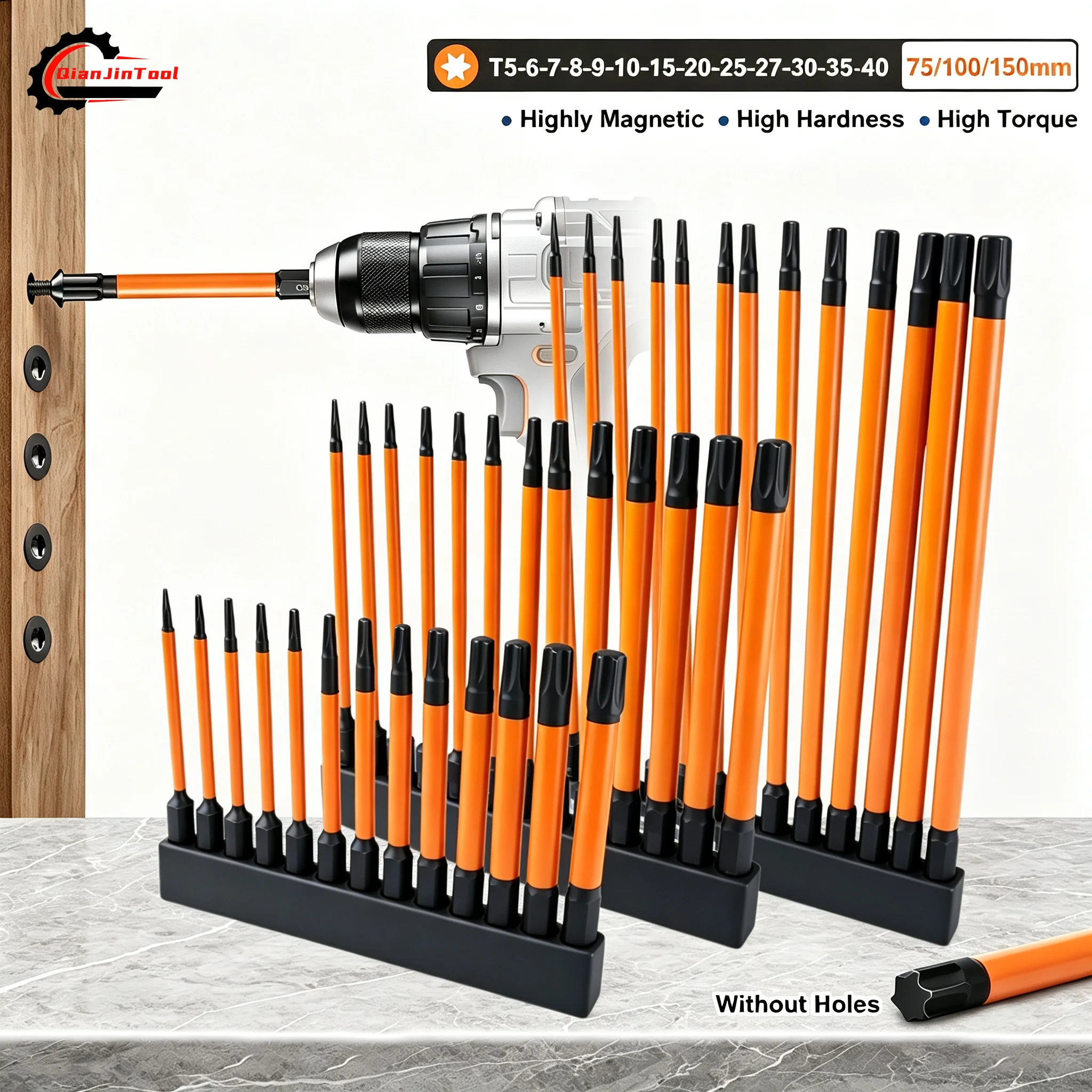 13-teiliges Torx-Schraubendreher-Bit-Set T5-T40 75/100/150mm Magnetisch 1/4'' Sechskant-Schaft Bohrkopf Elektrischer Schlagschrauber Reparaturwerkzeug – Detail 1