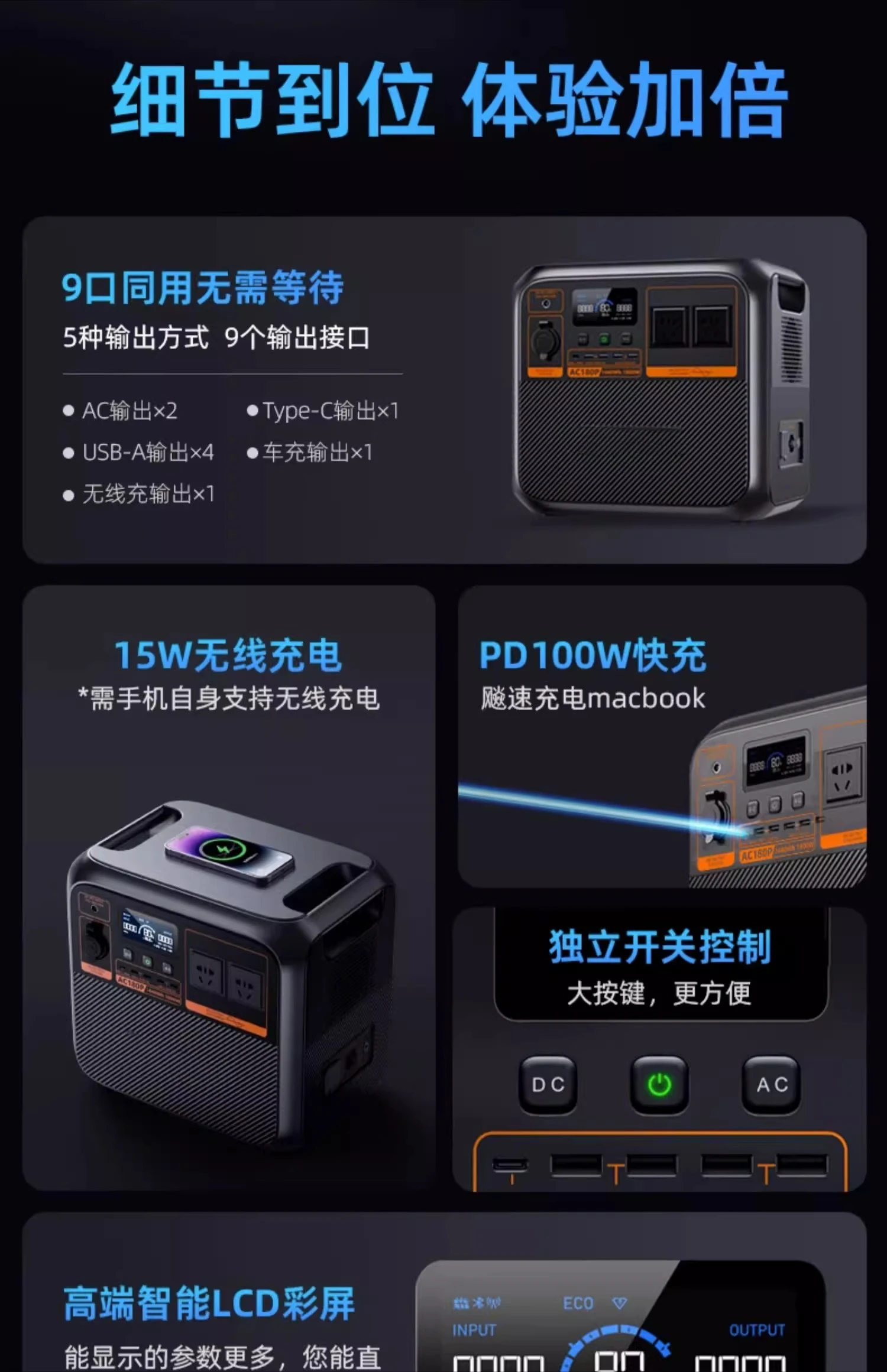 AC180P litio ferro fosfato alimentatore esterno batteria ad alta potenza batteria di emergenza domestica auto 220V