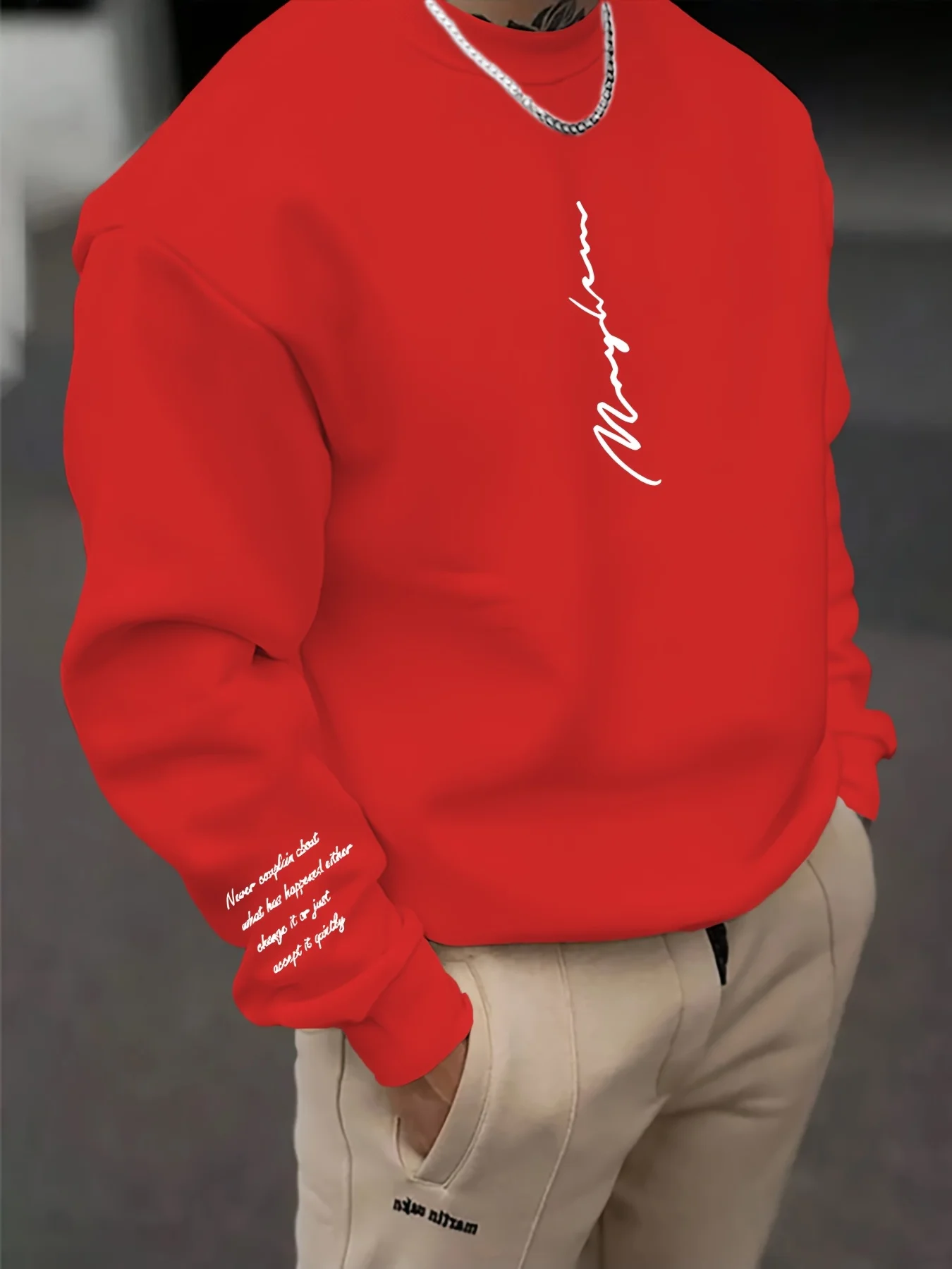 2026 Autumn/Winter Men's Long-Sleeved Sweatshirt with Letter Print - Comfortable Soft Casual Fashionable Streetwear for Men image 5
