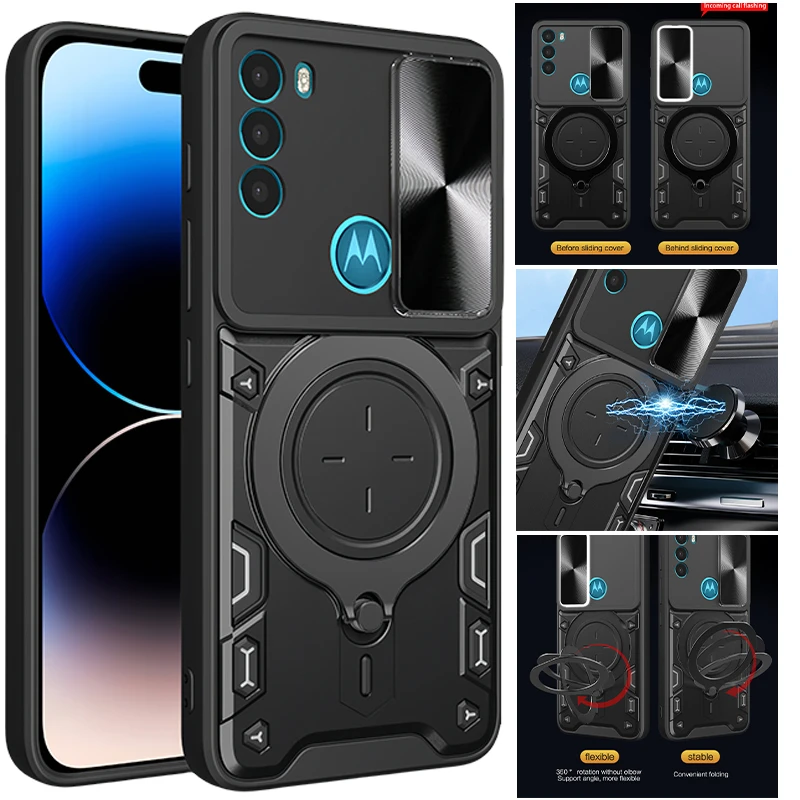 Funda para Moto G71 5G con protección deslizante para la cámara, para Motorola Moto G71 G 71 MotoG71, funda trasera con anillo magnético y soporte.