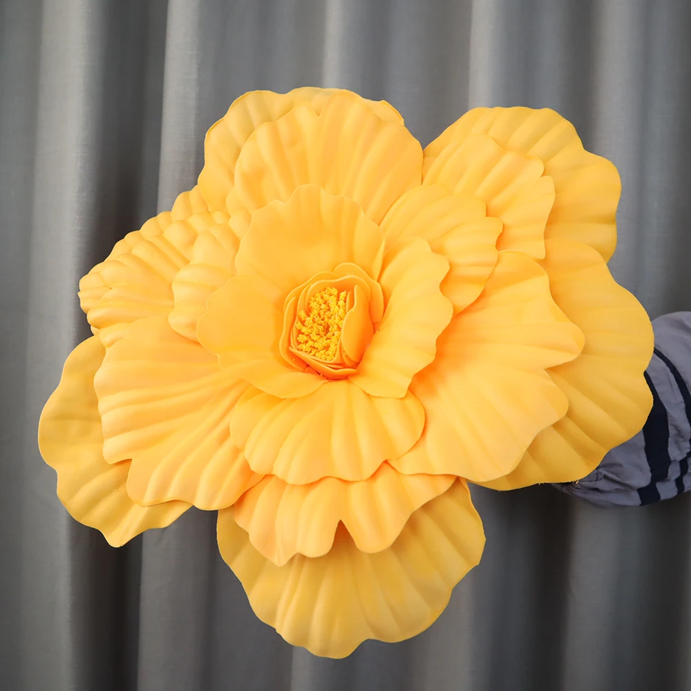 50 cm kunstmatige, handgemaakte, gigantische pioenroos van PE-materiaal, inclusief bladeren, voor bruiloften, tuindecoratie, als rekwisiet voor foto's, voor feestdecoratie en als nepbloemen.