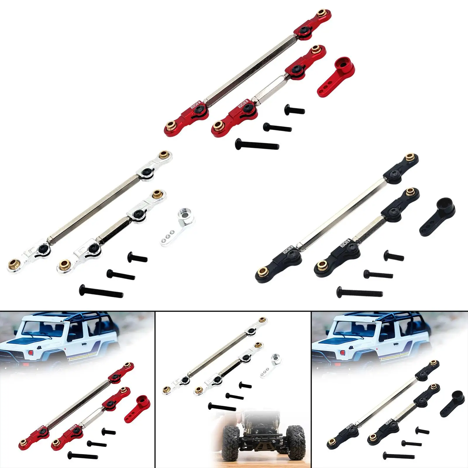 2x Steering Link Rod Tie Rod Professional Spare Parts RC Car Push Rods with Servo Arm for H12Y H12Y+ 1:12 DIY Accessories