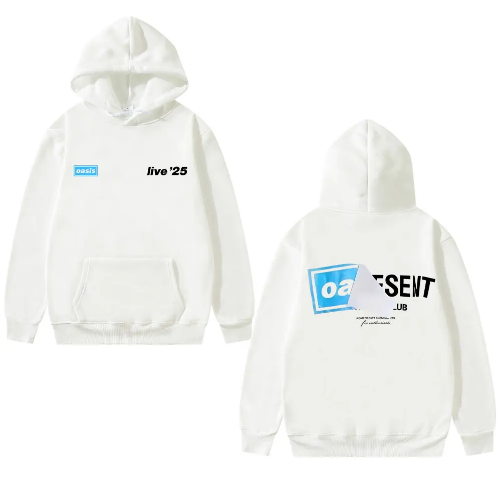 سويت شيرت بغطاء للرأس كبير الحجم من Oasis Live 25 Tour Hip Pop للرجال والنساء - بلوفر قوطي عتيق #1
