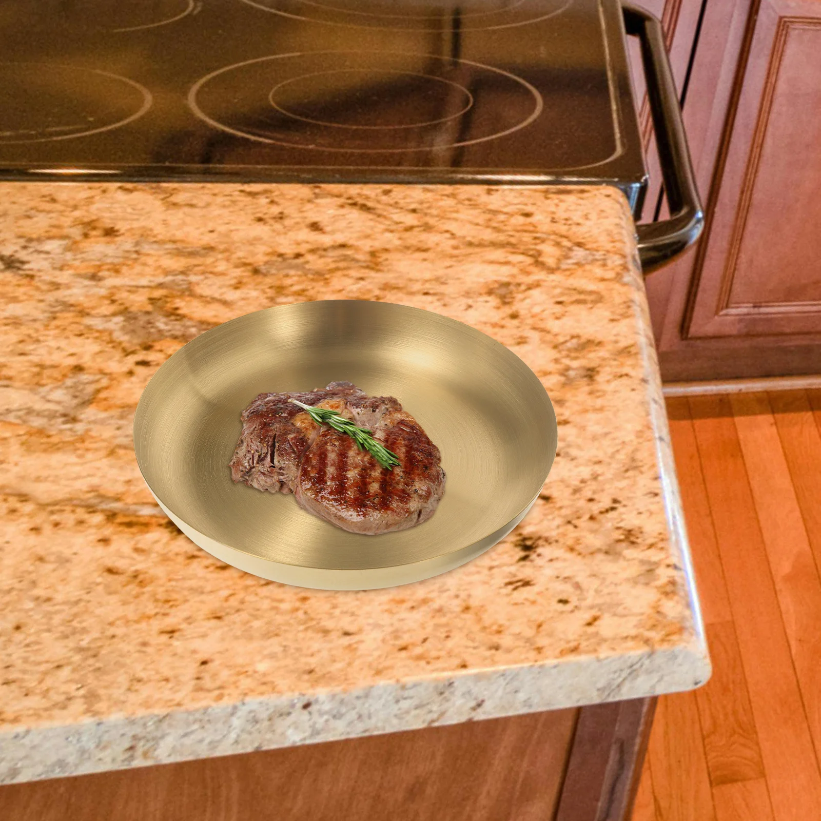 Stainless Steel Snack Plate Gold Round Serving Platter Unbreakable Bbq Appetizer Dish For Wedding Camping Kitchen Dining