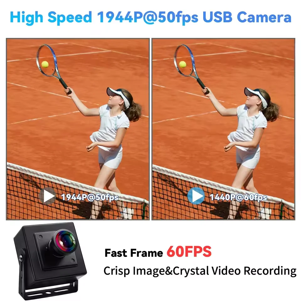 ELP 5MP 50FPS Global Shutter USB Camera OmniVision OG05B10 Mini Security PC Webcam with No Distortion M12 Lens