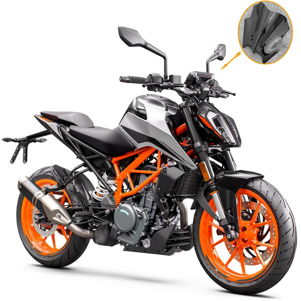 For KTM DUKE 125 200 390 Black KTM390 KTM200 KTM125 2013 2014 2015 2016 2017 Motorcycle Windshield WindScreen Double Bubble