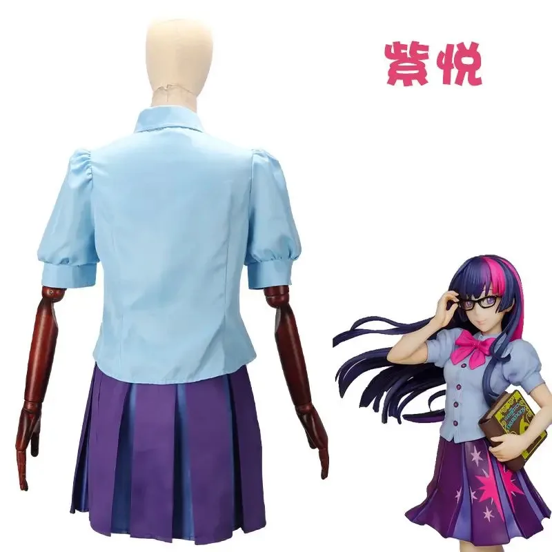 CyTwilight 스파클 코스프레 드레스 애니메이션 유니콘 공주 생일 파티 인간 의상 신발 가발 할로윈 의상 여성용 소녀용