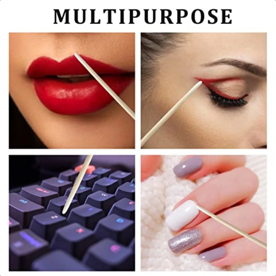 1500 Batang Kapas Mikroblading, Kapas Ujung Runcing, Kapas dengan Batang Kayu, Aplikator Kapas untuk Tato Permanen