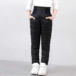 OLEKID 2025 Autumn Winter Down Cotton Children Pants High Waist Thick Warm Pants For Girls 1-12 Years Kids Teenage Boys Trousers