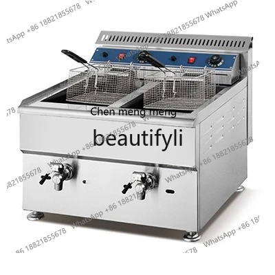 Z189 Gas double-cylinder temperature-controlled fryer furnace, potato tower furnace, gas rear kitchen fryer equipment