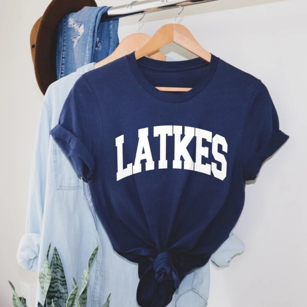 Latkes camiseta hanukkah presentes roupas hanukkah festival trajes camisa religiosa judaica das mulheres dos homens vida diária casual algodão topos