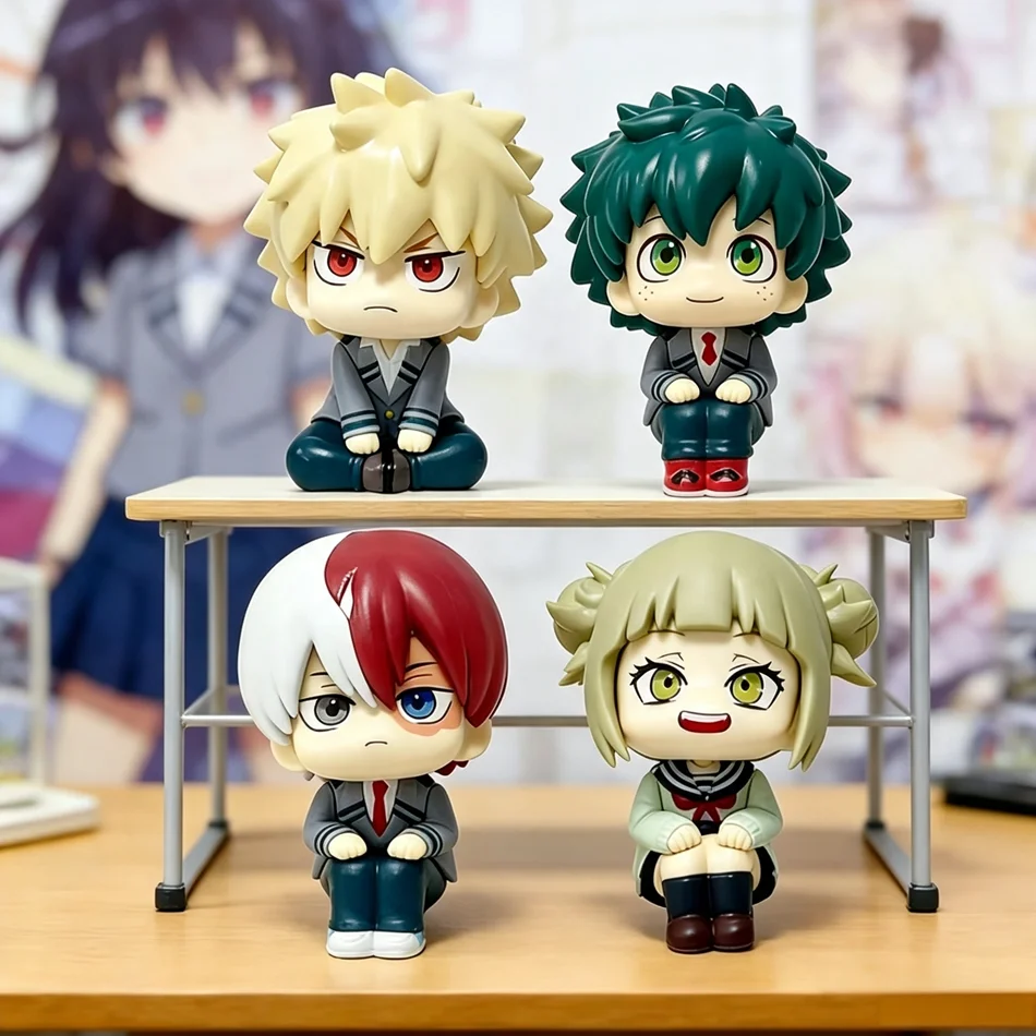 My Hero Academia Chibi Sitting Figure, Cute Cartoon Character Model, Bakugo Katsuki Midoriya Izuku Gift
