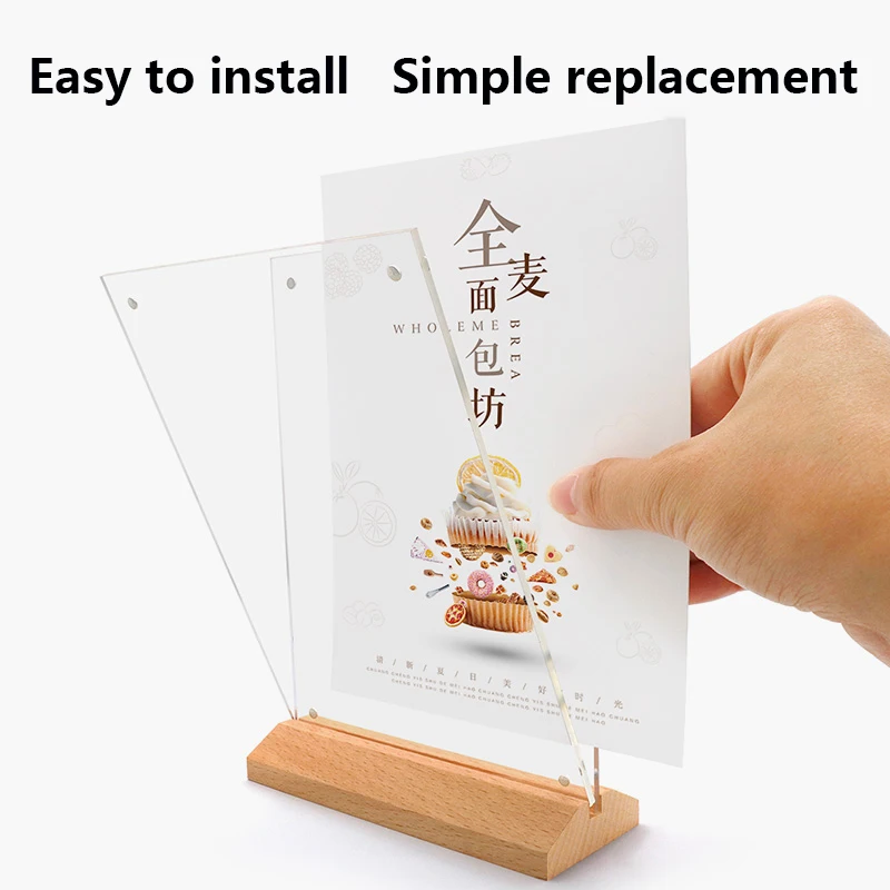 A6 Acrylic Sign Holder Picture Frame Display Stand Clear Paper Holder Table Menu Stands For Wedding Office Restaurant Shopping