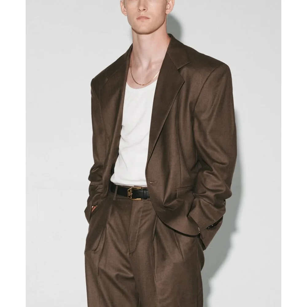 

2 Pieces Men's Suits Peak Lapel Jacket Pants Casual Work Commute Office Male Outfits 2025 Customized