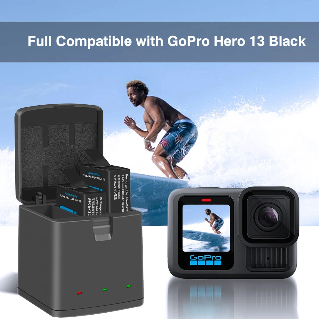 Dual Battery Charger/ Rechargeable Battery for Gopro 13 Gopro Hero 13 Action Camera Accessories