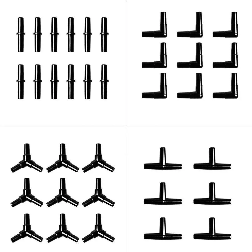 Aquarium Airline Tube Connector ITLY 40 Pieces Fish Tank Air Tube Adapter For 3/16 Inch Air Tube Hose (Black)··