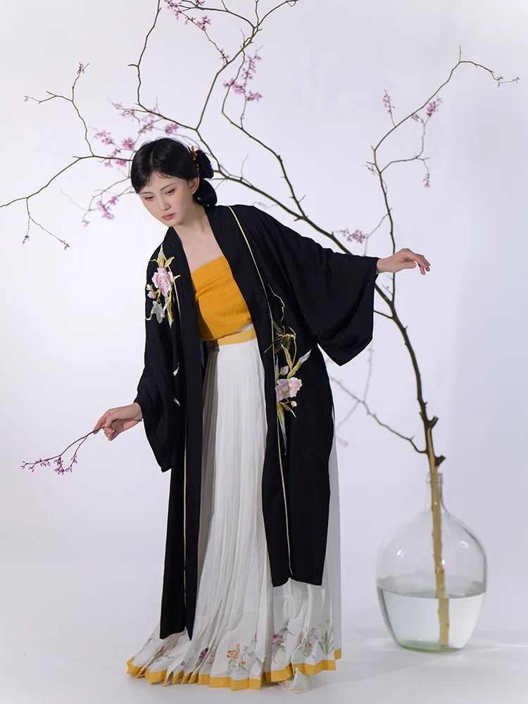 

Женская юбка Ханьфу Song Dynas Sle с сотнями оборок, дизайн «Утренняя заря у забора» от Baoeng LuoChang