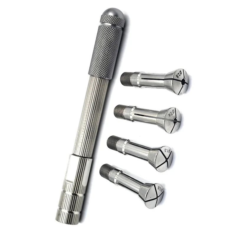 AB66-Watchmaker Tools Movement Gear Pendulum Tip Clamp Crown Watch Parts Hand Held Holder With 4 Collets Watch Repair