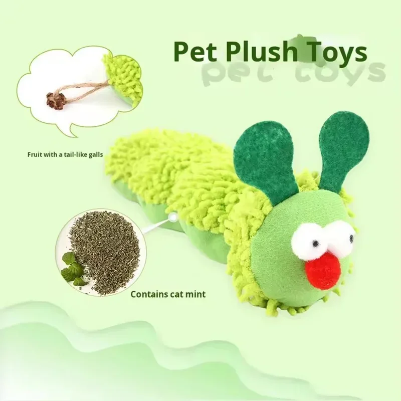 Caterpillar Plush Cat Toy with Catnip and Silvervine description 1