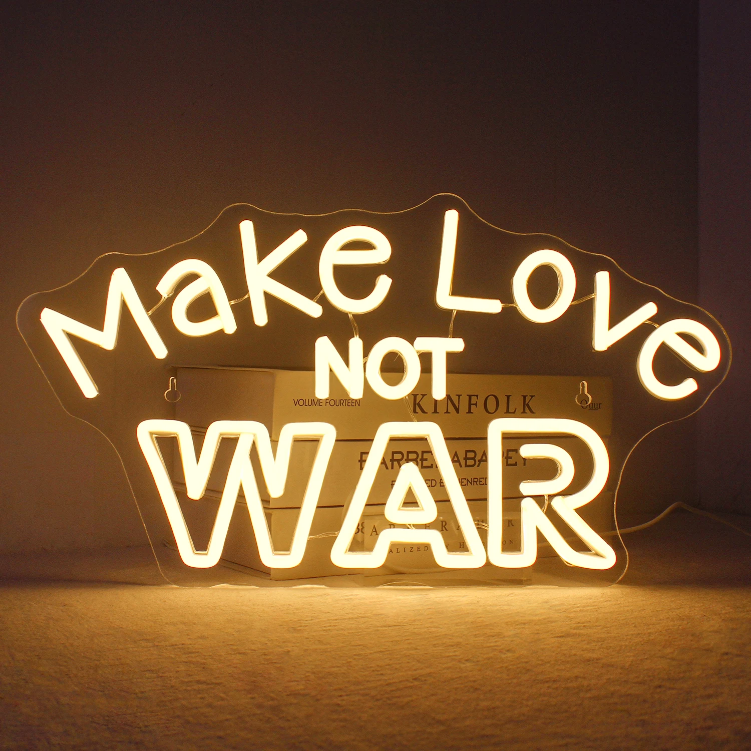 Make Love NOT WAR Neon Sign  LED Wall Decor USB for Shop Window Restaurant Bedroom Party LED Hanging Decor Warm White Neon Light