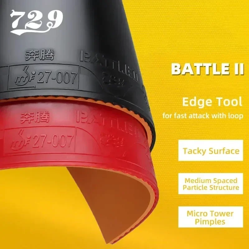 Original 729 amizade batalha 2 ouro tênis de mesa borracha pegajosa profissional espinhas-em borracha de ping pong para avançado