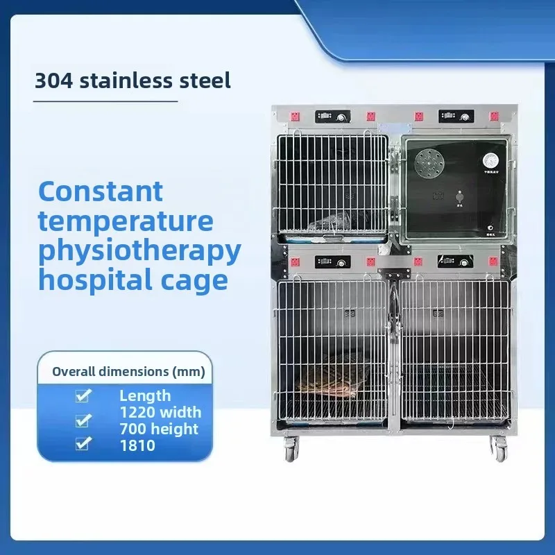 304 Stainless Steel Pet Warm Keeping Cage, Constant Temperature Pet Housing with Operation Table for Pet Grooming Shop